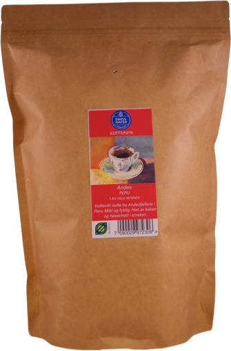 Peru Andes koffeinfri, 1kg økologisk og Fairtrade