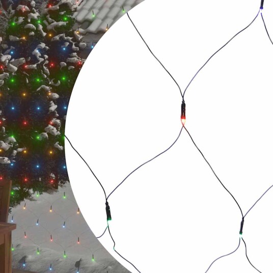 vidaXL Julenettlys flerfarget 3x2 m 204 lysdioder innendørs og utendørs