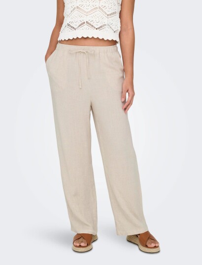 ONLY Onlsiesta Mw Pull Up Linen Bl Pnt Noos   Grey   XS x 32
