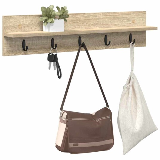  Vegghengt kleshenger med hylle Sonoma eik 80 x 10.5 x 18 cm