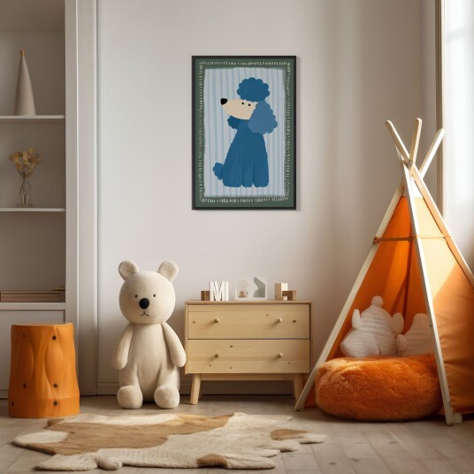 Plakat Blå Puddel Design Plakat Blå Puddel Design