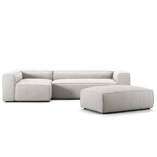 Decotique Grand 4 seter Sofa Divan Venstre Åpent Endestykke Med Fotskammel Hjørnesofaer & Divansofaer Micro Chenille Moon White 328024 328020 328022 P