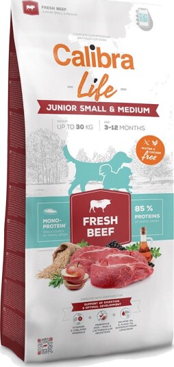 Calibra Tørrfôr Life Junior Small & Medium Breed Med Ferskt Storfekjøtt 12 kg