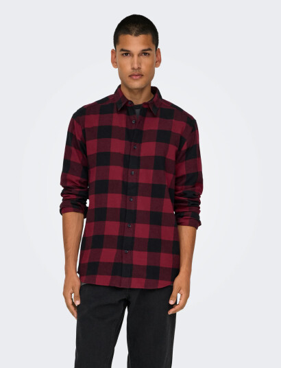 ONLY & SONS Onsgudmund Ls Checked Shirt Noos - Red - M