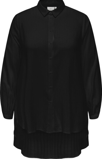 Only Carmakoma Lang skjorte carFreyja L/S Long Shirt Wvn Svart