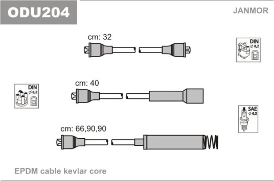 JANMOR ODU204 Tennplugg kabelsett