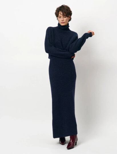 Dante6 Dante6-Suzy Knitted Long Skirt - Navy - XS