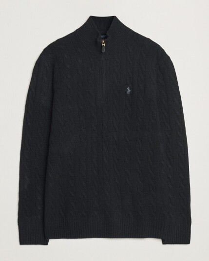 Ralph Lauren Polo Wool/Cashmere Cable Half Zip Polo Black Ralph Lauren Polo Wool/Cashmere Cable Half Zip Polo Black