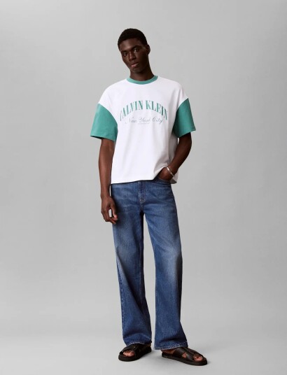 Calvin Klein Jeans Ss Rlxd Prem Hvy Jrsy Ringer Tee White S