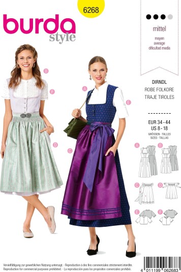 Burda 6268 Folkedrakt EUR 34–44 Burda 6268 Folkedrakt EUR 34–44
