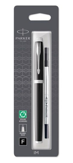 Parker IM Rollerball Pen  Svart Lacquer with Chrome Trim  Fine Point Svart Ink