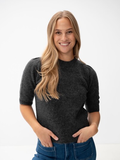 Selected Femme Lulu Short Sleeve Open Back Knit O-neck Grå S