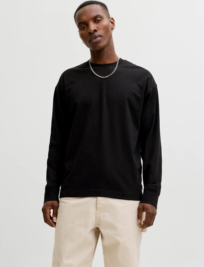 Jack & Jones Jjebarron Tee Ls O Neck Sn Black XS