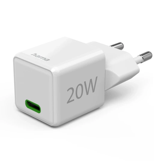 Hama 20W Hurtiglader USB-C Kompakt Hvit Mobillader Hama 20W Hurtiglader USB-C Kompakt Hvit Mobillader