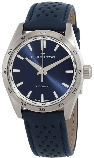 Hamilton Dameklokke H36115640 Jazzmaster Performer Blå/Lær Ø34 mm