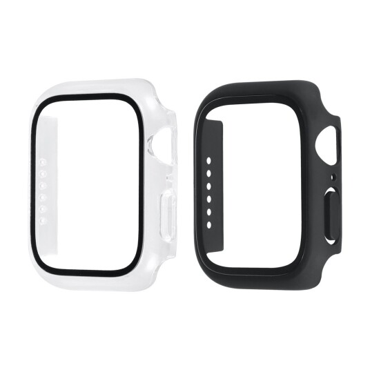 TRIACLE 360 SKJERMBESKYTTERDEKSEL APPLE WATCH 4/5/6/SE 44 MM 2-PAKNING SORT/TRANSPARENT