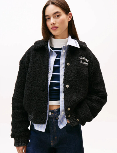 Tommy Jeans Tjw Teddy Varsity Bomber - Black - XS Tommy Jeans Tjw Teddy Varsity Bomber - Black - XS
