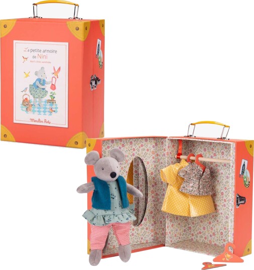 Moulin Roty Garderobekoffert med Dukke Nini Moulin Roty Garderobekoffert med Dukke Nini