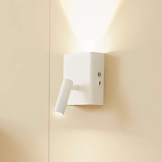 Lindby LED-vegglampe Agit hvit metall berøringsdimmer