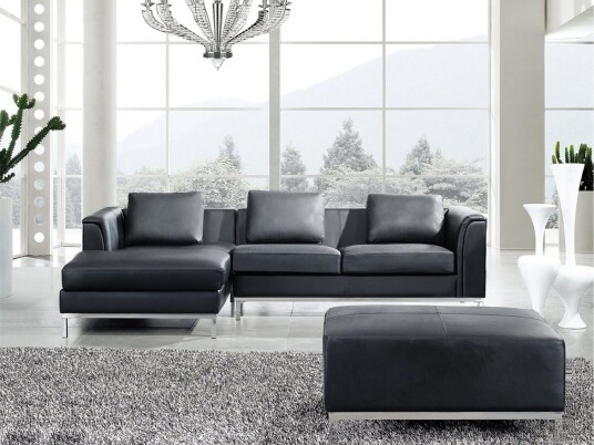 Dugard Hjørnesofa Høyre Svart/Lær Dugard Hjørnesofa Høyre Svart/Lær
