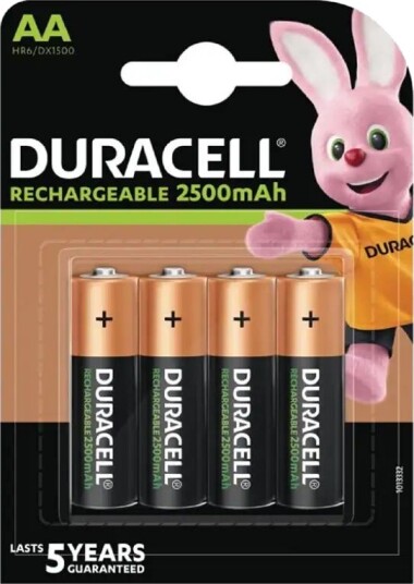 Duracell 2500mAh Oppladbare AA Batterier - 4 Pakke