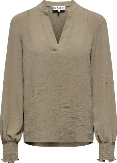 ONLY Carmakoma Carmetta L/S V Neck Top Wvn Noos Brown 48