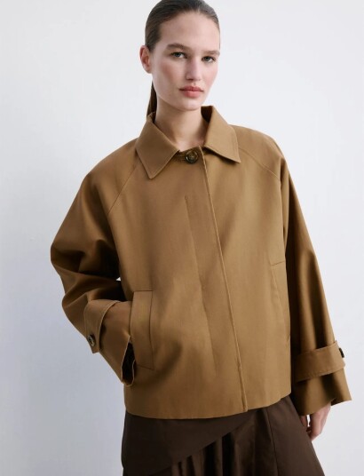Mango Oversized Short Trench   Brown   L