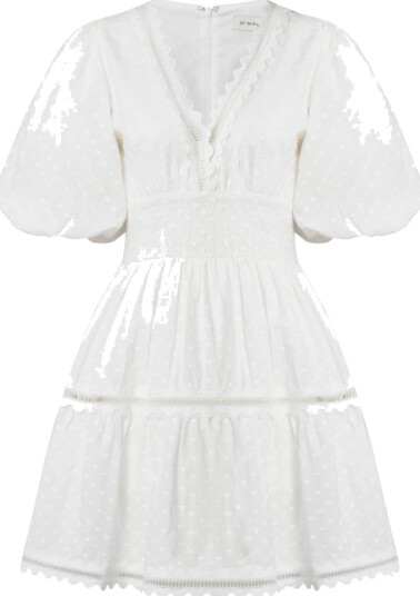 Malina Elvira V Neck Mini Dress White S