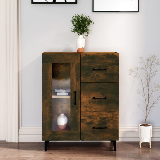 Skjenk røkt eik 69,5x34x90 cm konstruert tre Skjenk røkt eik 69,5x34x90 cm konstruert tre