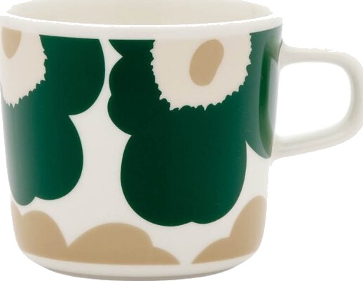 Marimekko Oiva Unikko kopp 20 cl hvit/grønn/beige Marimekko Oiva Unikko kopp 20 cl hvit/grønn/beige