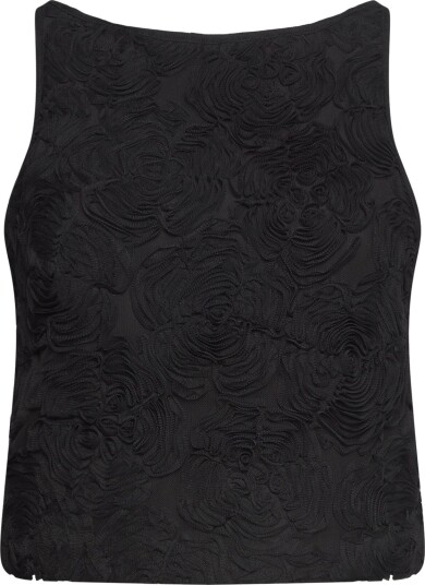 ROTATE Flower Mesh Boatneck Top Black 40 ROTATE Flower Mesh Boatneck Top Black 40