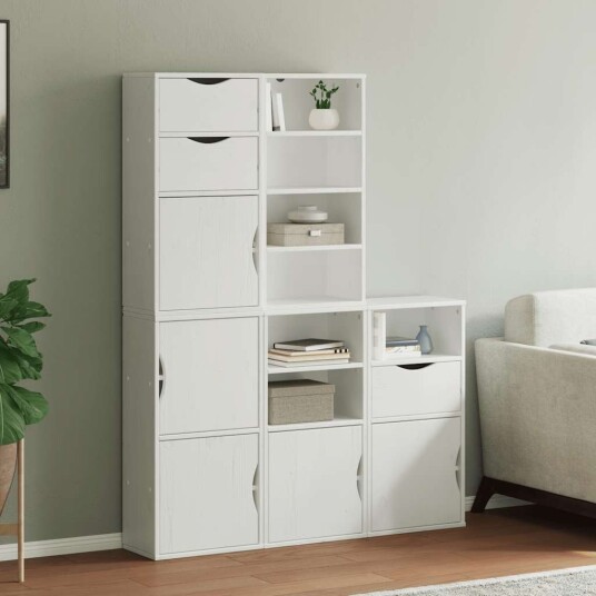 Sideskap 5 stk ODDA hvit 40x24x79 cm heltre furu