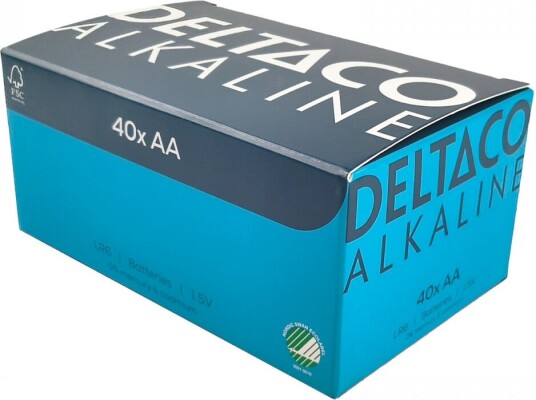 Deltaco 40 stk AA Alkalisk Batteri 2800 mAh - Universale Batterier Deltaco 40 stk AA Alkalisk Batteri 2800 mAh - Universale Batterier