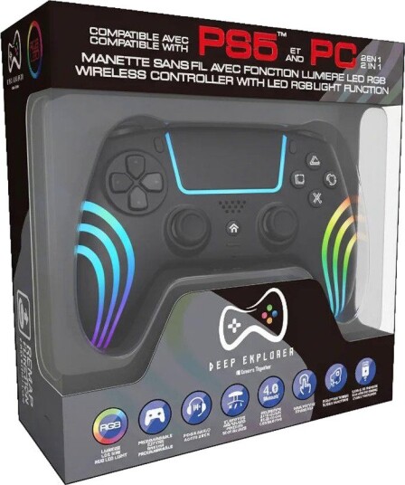 Deep Explorer Wave B Trådløs RGB Kontroller PS5 Sort Deep Explorer Wave B Trådløs RGB Kontroller PS5 Sort