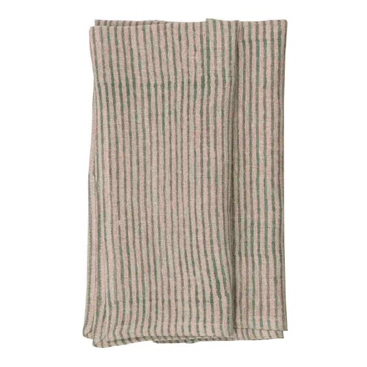Chamois - Stripe serviett lin 50x50 cm grønn