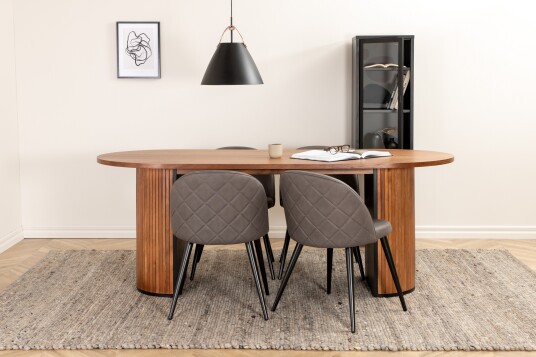 Venture Home Spisegruppe Cinaba 200 cm Oval inkl. 4 Vomeli Stoler Valnøttsbrun/Grå/Svart