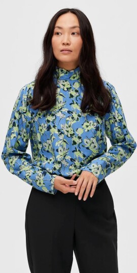 Selected Slfjana Ls Aop Top B Blue 34