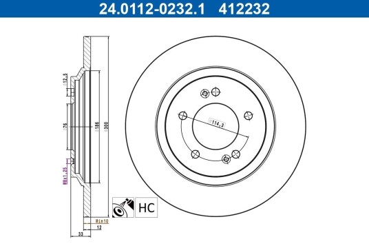 ATE 24.0112-0232.1 Bremseskive