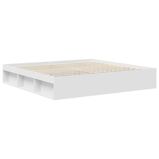  Sengestamme med hodegjerde Hvit 200 x 200 cm Massiv furu