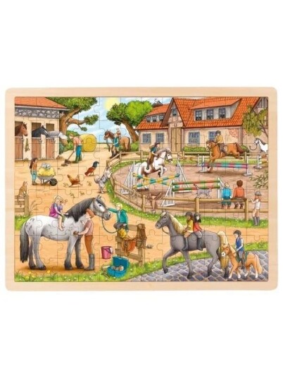 Goki Wooden Jigsaw Puzzle Horse Riding School 96 pcs. Tre Goki Wooden Jigsaw Puzzle Horse Riding School 96 pcs. Tre