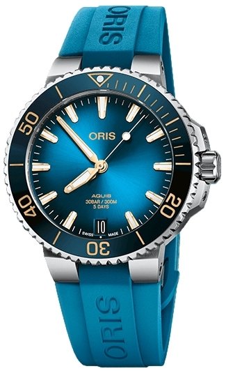 Oris Herreklokke 01 400 7769 4125 07 4 22 75FC Aquis Blå/Gummi