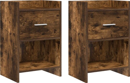  Nattbord 2 pcs Røkt Eik 40 x 30 x 60 cm Konstruert tre