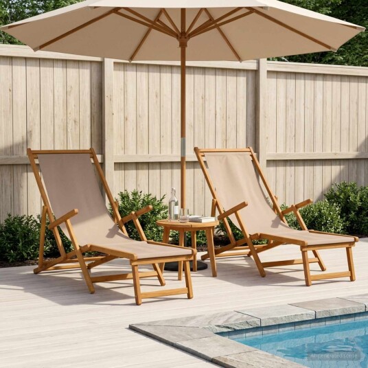 vidaXL Sammenleggbar solstol 2 stk. 3 Posisjon Solid Eucalyptus Tre