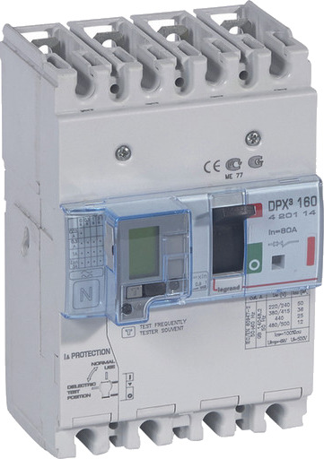 Legrand DPX3 160 Termisk Sikring + Jordfeil 4P 80A 36kA
