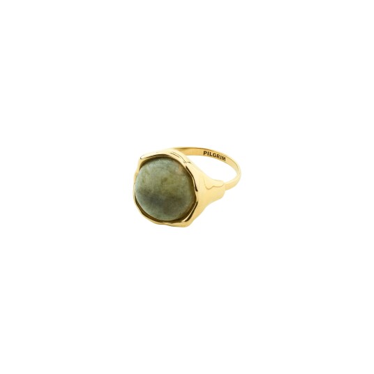 Pilgrim SORA ring gullbelagt/grønn