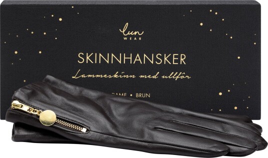 Lun Wear skinnhansker med ullfôr dame brun 1 par