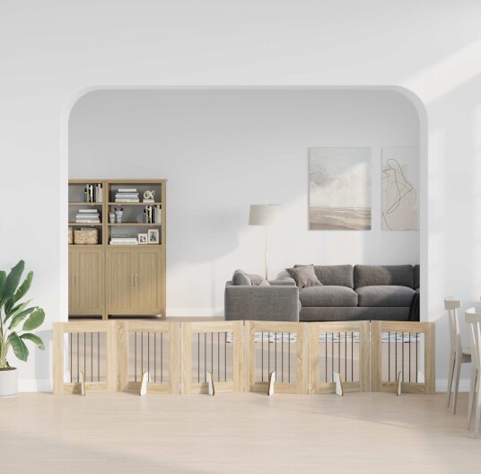 Vidaxl Foldbar Hundegitter Med Stativer 6 Stk. Sonoma Eik 362 cm