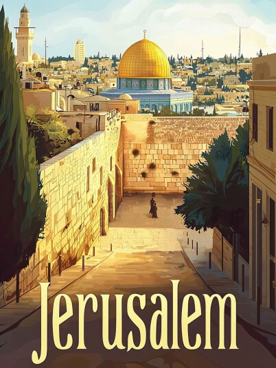 Plakat Jerusalems bylandskap
