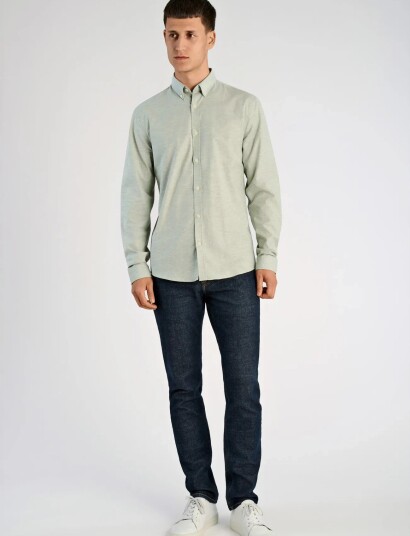 Lindbergh Yarn Dyed Oxford Superflex Shirt Green XXL