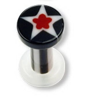 Utgått Flower Red Star Piercing Plugg Strl 1.2 mm